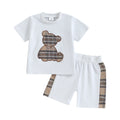 Bear Plaid T-shirt with Shorts for Casual Daily