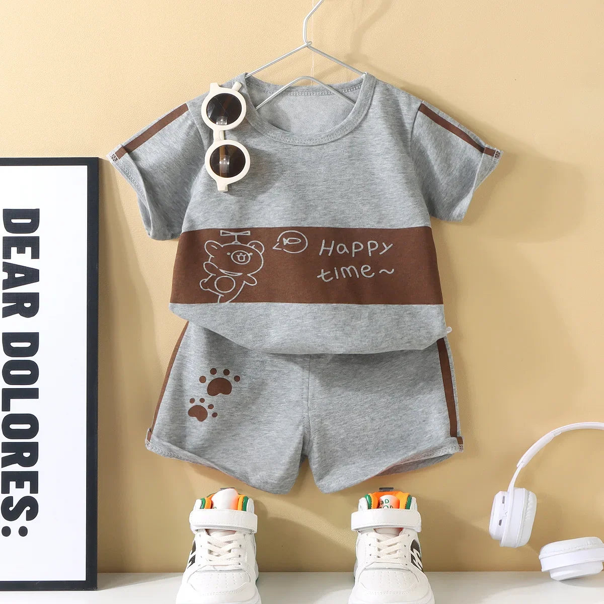 Back to School Outfits 2025 New Summer Boy Girls Beach Clothes T-Shirts+Shorts Cute Cartoon 2Pcs Kids Sets 1-7Yrs Casual Sets