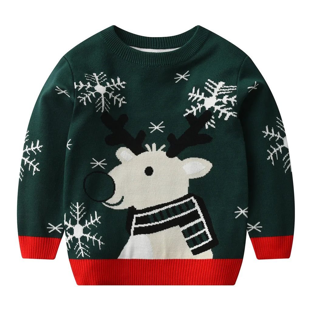 Christmas Toddler Baby Cozy Elk Print Sweater