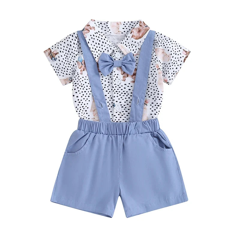 Cute Letter Print Short Sleeve T-shirt with Shorts