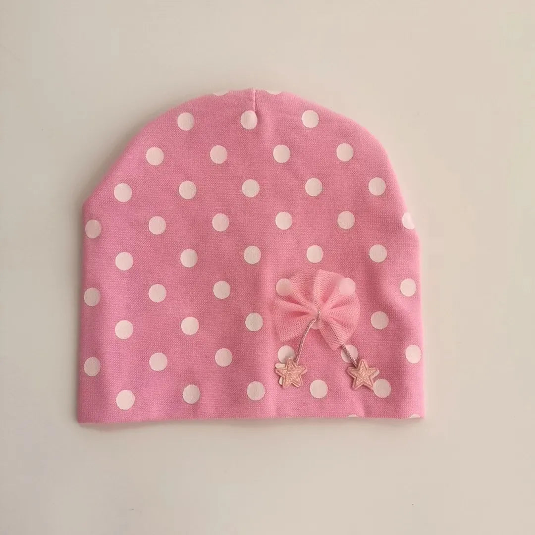 baby girl bow tie dot cotton flower beanie