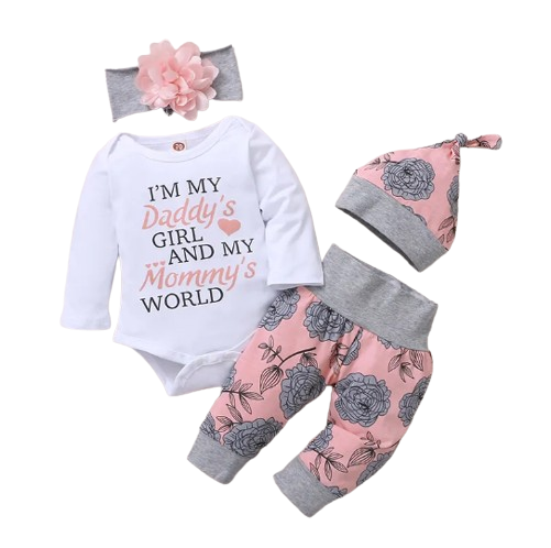 The Bellamy - Daddy's Girl & Mommy's World Romper + Rose Pants