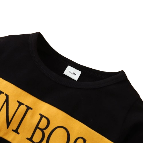 The Cleo - Newborn Baby Boy Mini Boss Long Sleeve Print Tee and Long Pants Sport Casual 2PCS Set