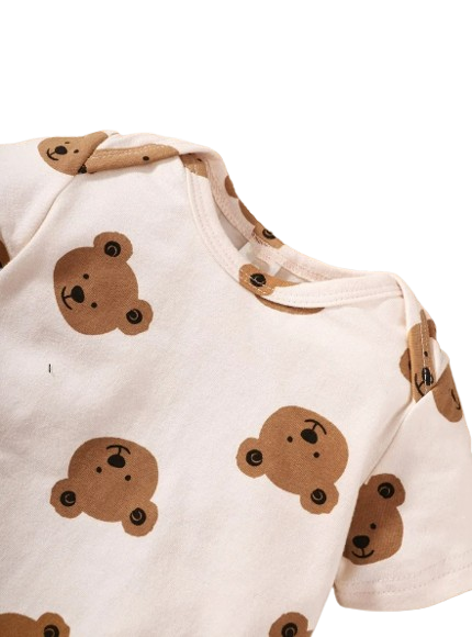 The Campbell - Baby Boy 4PCS Clothing Set Bear Print Bodysuit Pants Hat Socks Newborn