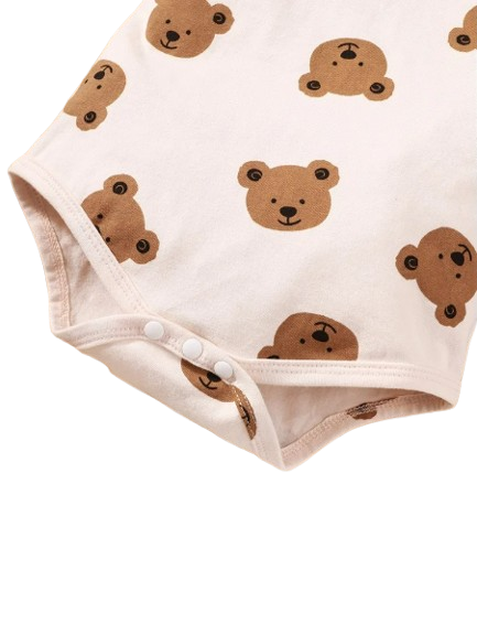 The Campbell - Baby Boy 4PCS Clothing Set Bear Print Bodysuit Pants Hat Socks Newborn