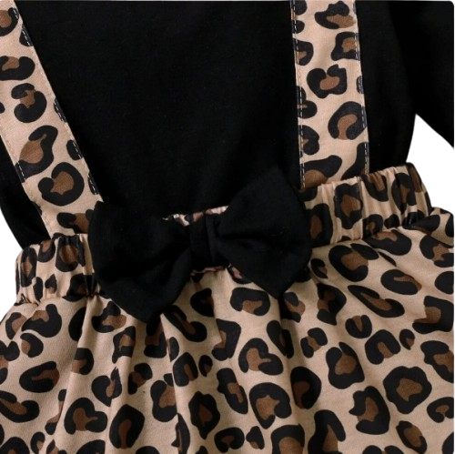 The Cedar - Baby Girl Leopard Dress Onesie Bow Long Sleeve Autumn Jumpsuit Outfit
