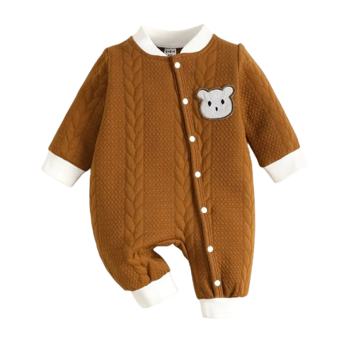 The Barry - Baby Boy Bear Print Long Sleeve Romper Autumn Warm One Piece Outfit