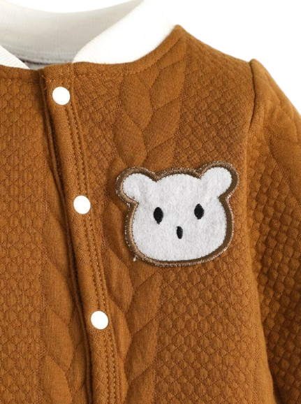 The Barry - Baby Boy Bear Print Long Sleeve Romper Autumn Warm One Piece Outfit