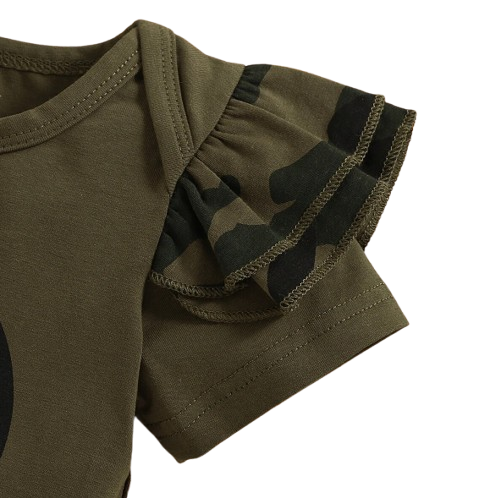 The Aubree - Infant Baby Girl Cotton Letter Romper Camo Pants & Headband Set 3PCS