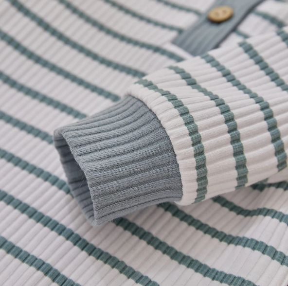 The Ash - Newborn Baby Ribbed Stripe Romper Pants Set Long Sleeve Cotton Fall Outfit