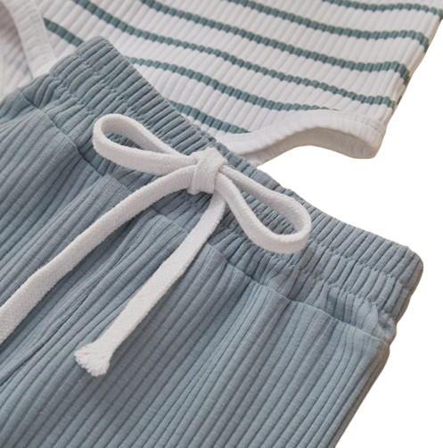 The Ash - Newborn Baby Ribbed Stripe Romper Pants Set Long Sleeve Cotton Fall Outfit
