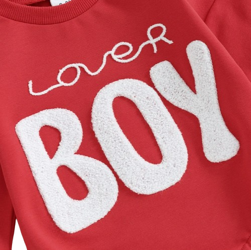 The Brayden - Baby Boy Valentine Romper Fuzzy Letter Embroidered Long Sleeve Jumpsuit 0‑18M