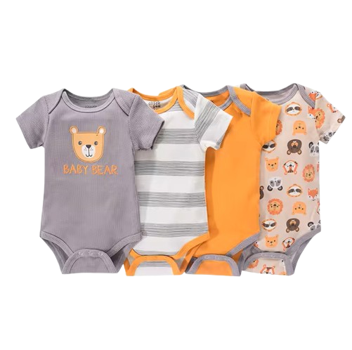 The Caleb - Baby Unisex 4pcs Cartoon Print Bodysuits