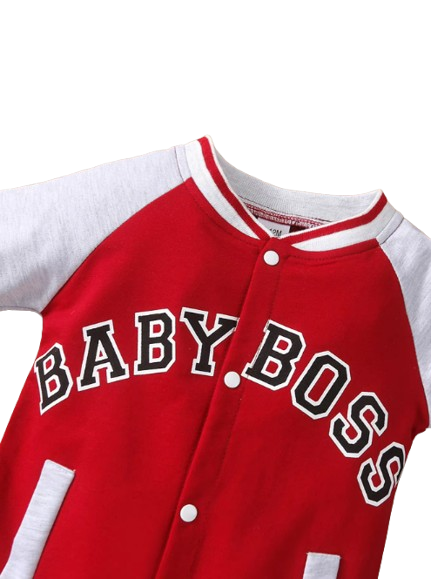 The Adonis - Baby Boy "Baby Boss" Printed Long Sleeve Jumpsuit