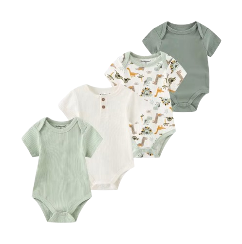 The Caleb - Baby Unisex 4pcs Cartoon Print Bodysuits