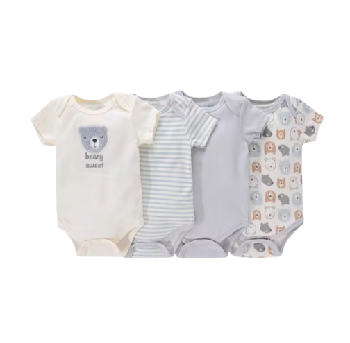 The Caleb - Baby Unisex 4pcs Cartoon Print Bodysuits