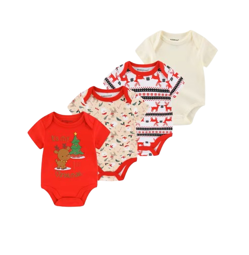 The Caleb - Baby Unisex 4pcs Cartoon Print Bodysuits