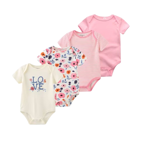 The Caleb - Baby Unisex 4pcs Cartoon Print Bodysuits