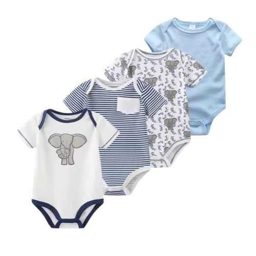 The Caleb - Baby Unisex 4pcs Cartoon Print Bodysuits
