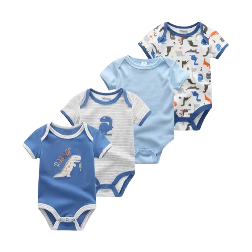 The Caleb - Baby Unisex 4pcs Cartoon Print Bodysuits