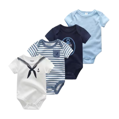 The Caleb - Baby Unisex 4pcs Cartoon Print Bodysuits