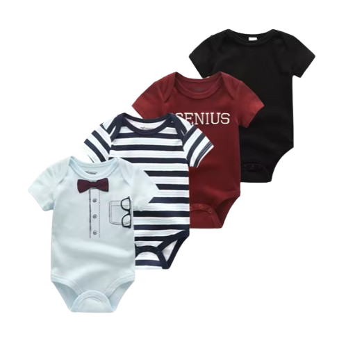 The Caleb - Baby Unisex 4pcs Cartoon Print Bodysuits