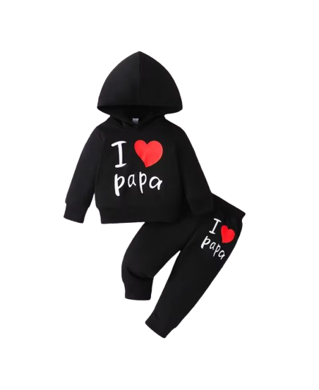 The Birch - Baby Unisex "I Love Papa" Print Solid Colour Hoodie