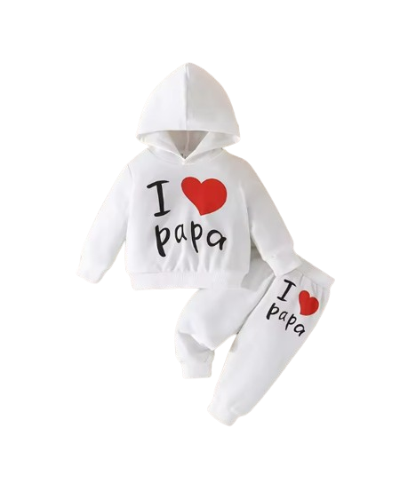 The Birch - Baby Unisex "I Love Papa" Print Solid Colour Hoodie