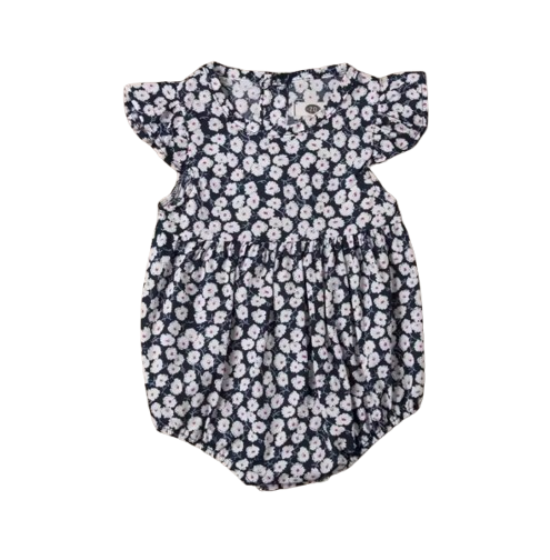 The Catalina - Baby Girl Floral Ruffle Sleeve Classical Round Back Button Bodysuit