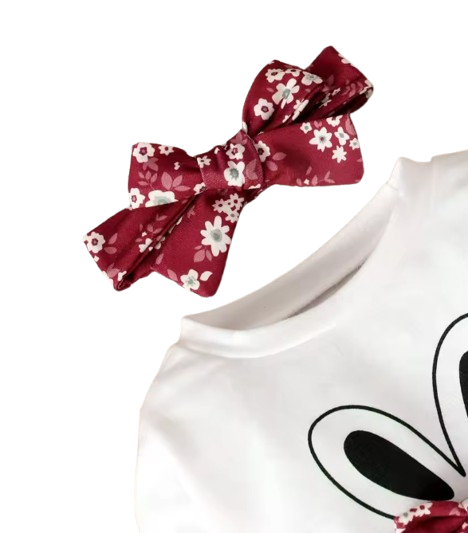The Andrea - Baby Girl Rabbit Print Bow Front Pullover & Floral Print Pants & Headband
