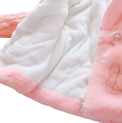 The Brynlee - Baby Girl Plain Colour Plush Thicken Warm Hooded Jacket