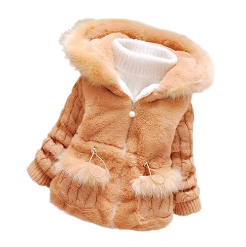The Brynlee - Baby Girl Plain Colour Plush Thicken Warm Hooded Jacket