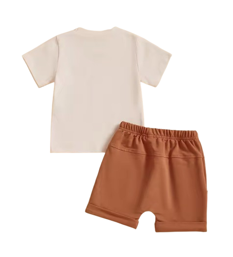 The Andy - Baby Boy White "I Have Crazy Aunts" Letter T-Shirt Casual + Shorts Set