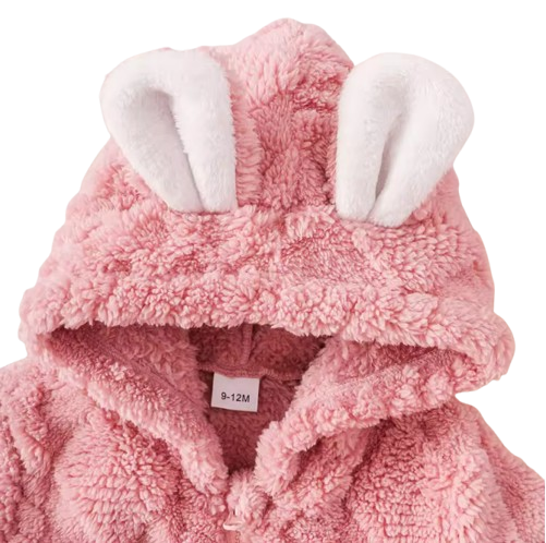 The Amanda - Baby Girl Winter Fleece Pink Hooded Romper – Soft, Warm All‑in‑One Outfit for Infants