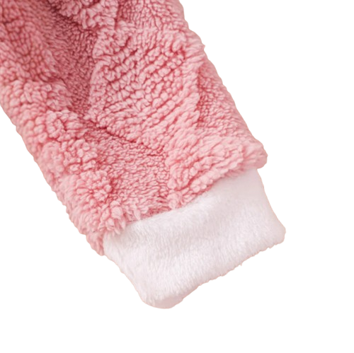 The Amanda - Baby Girl Winter Fleece Pink Hooded Romper – Soft, Warm All‑in‑One Outfit for Infants