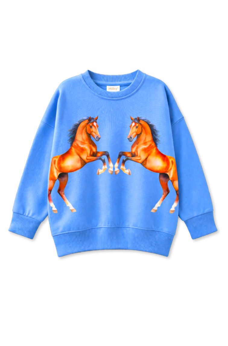 Dancing Ponies Sweat - Blue