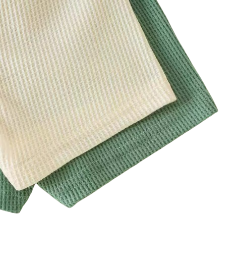 The Aarav - 4-Piece Unisex Baby Summer Outfit Set – Waffle Knit Henley Tank Tops & Elastic Waist Shorts, Neutral Style