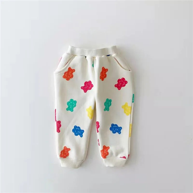 Cute Colourful Gummy Bears Tracksuit/ Pullover Sweatshirts+ Simple New Track Trousers 2pc Spring New Set