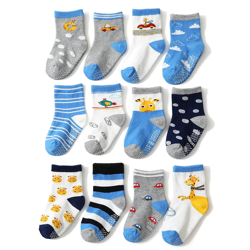 12 Pairs Cotton Non Slip Socks