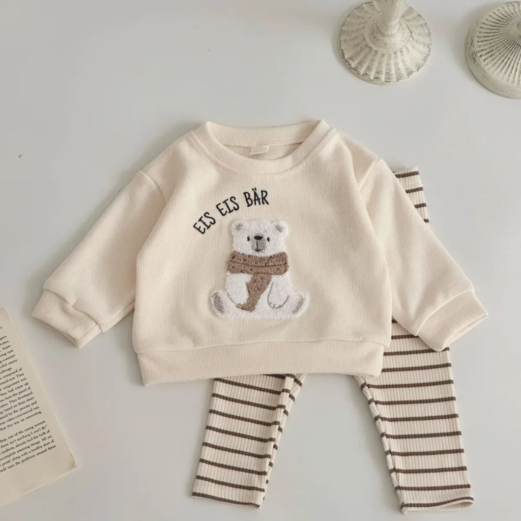 Cartoon Bear Sweatshirt and Long Pants set