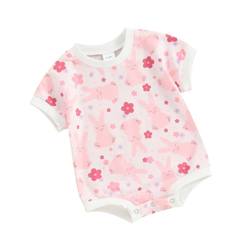 Bunny Printed Short Sleeve Romper