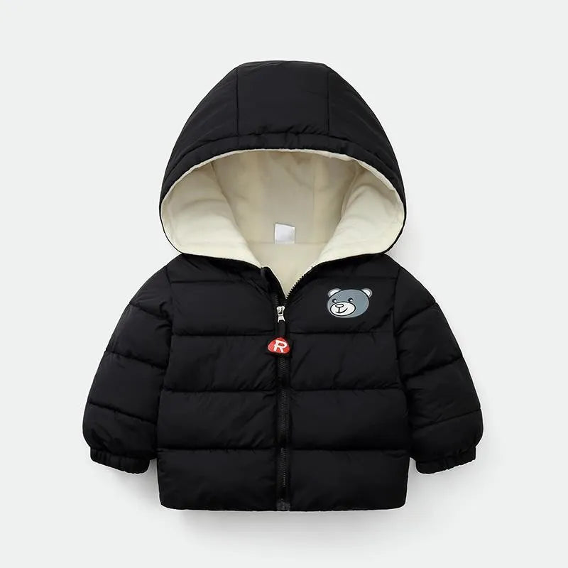 Bear print hooded jacket