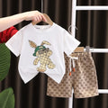 Cartoon Rabbit Short Sleeve Top and Bottom 2 Pieces Set