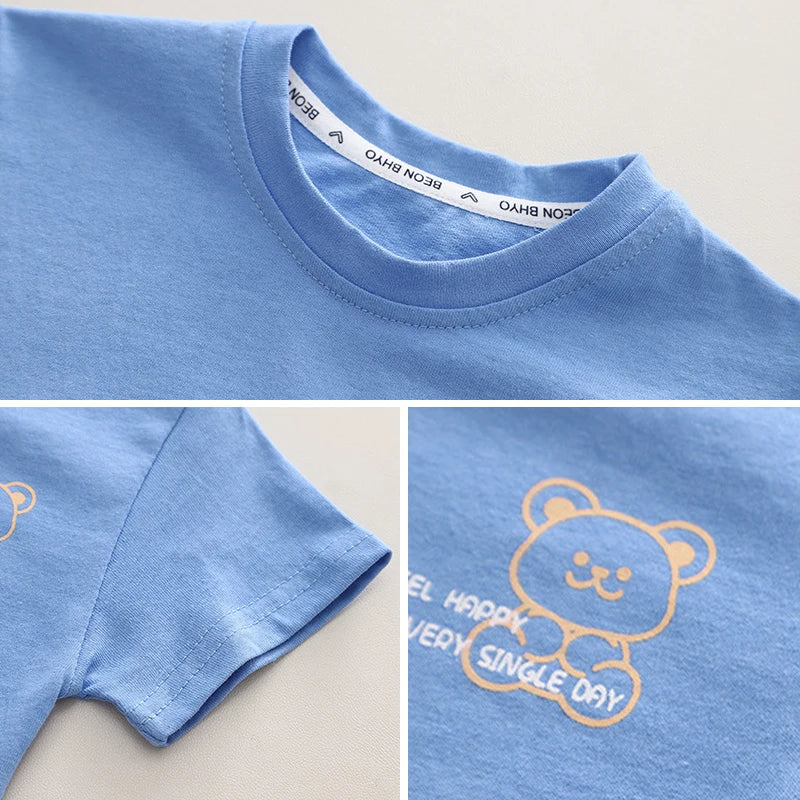 Cartoon Bear Tshirt Shorts 2Pcs/Sets Toddler Fashion Tracksuit Casual Outfit