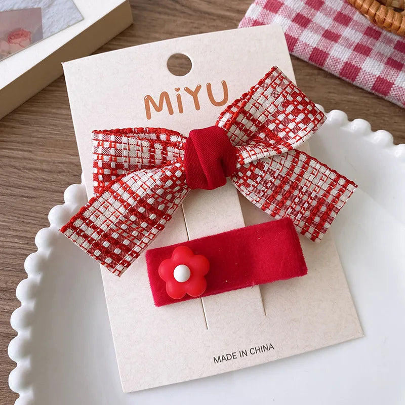 2/4PCS Red Christmas Baby Hair Pins