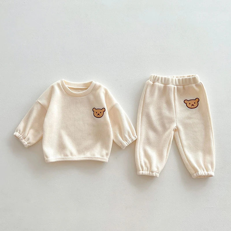 Cartoon Bear Hoodie + Pants Boys Outwear Infant 2PCS