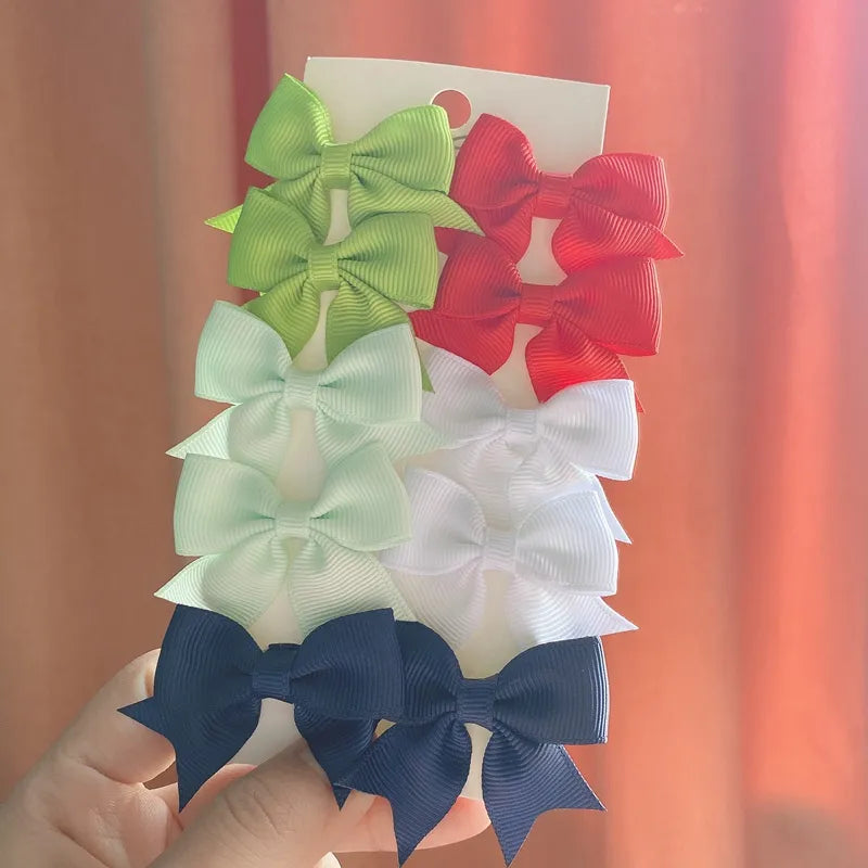 Cute Solid Ribbon Bowknot 10Pcs/Set Hair Clips