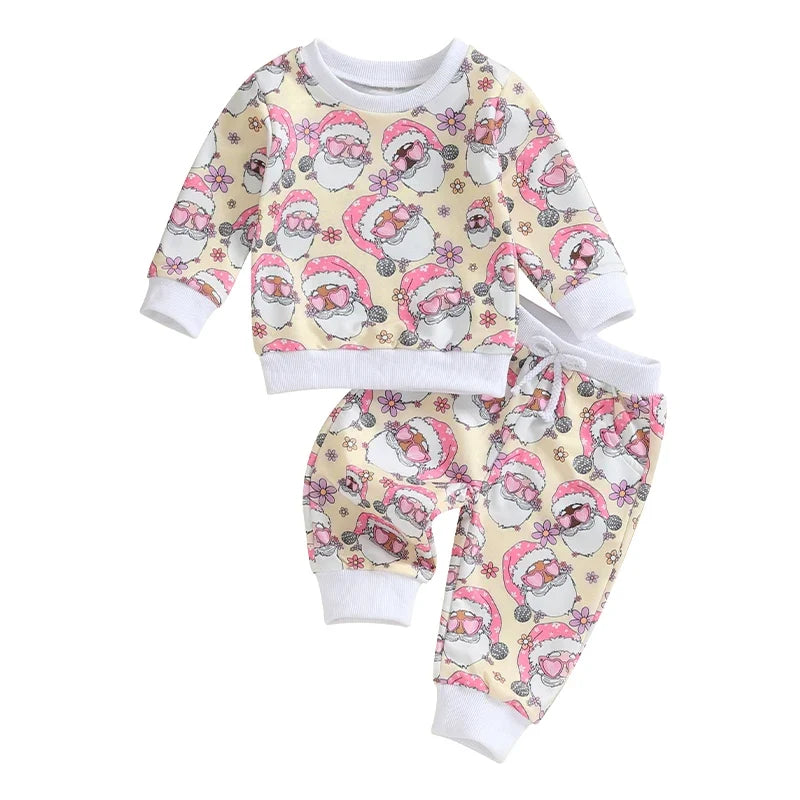 Baby Christmas Cartoon Santa Claus Print Set