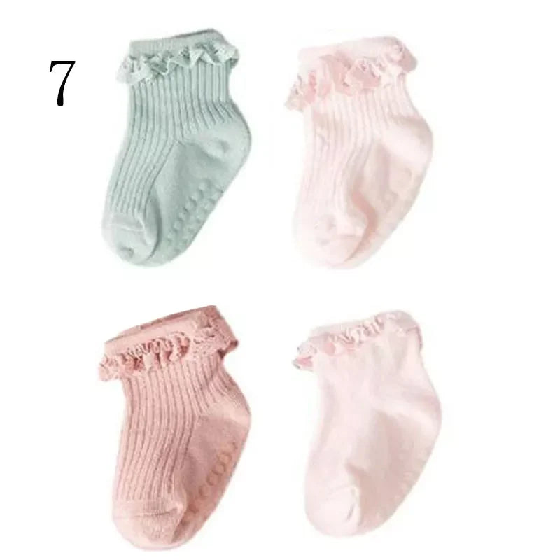 4Pair baby Girl non-slip socks