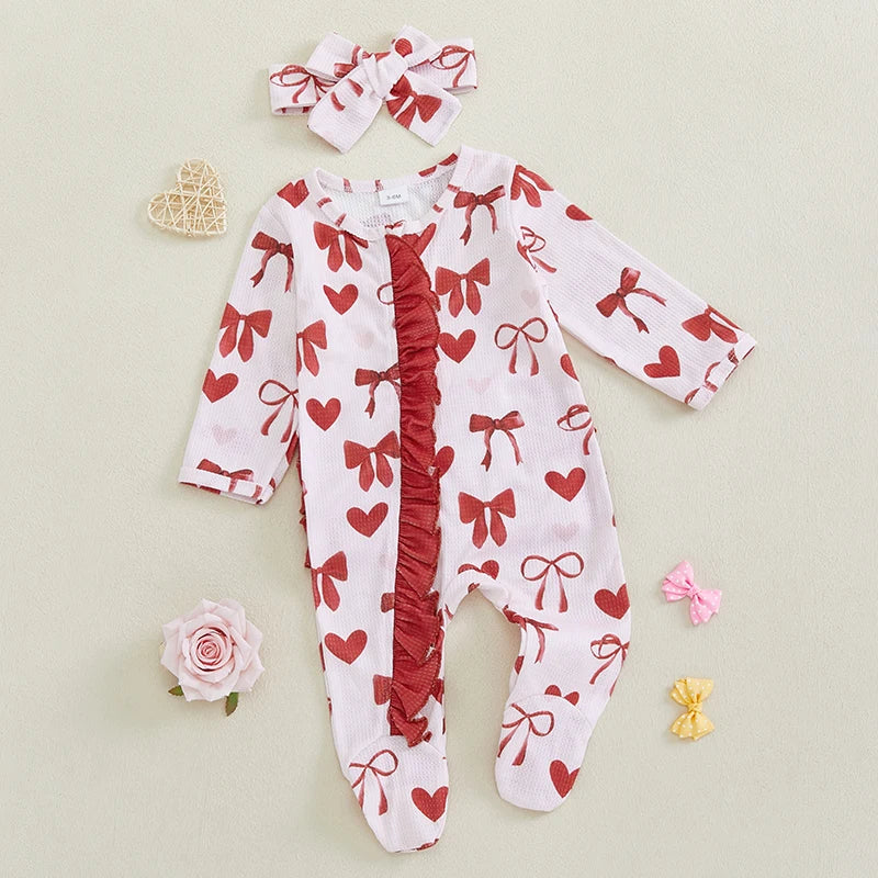 Baby Girls Footies Rompers Valentine s Day
